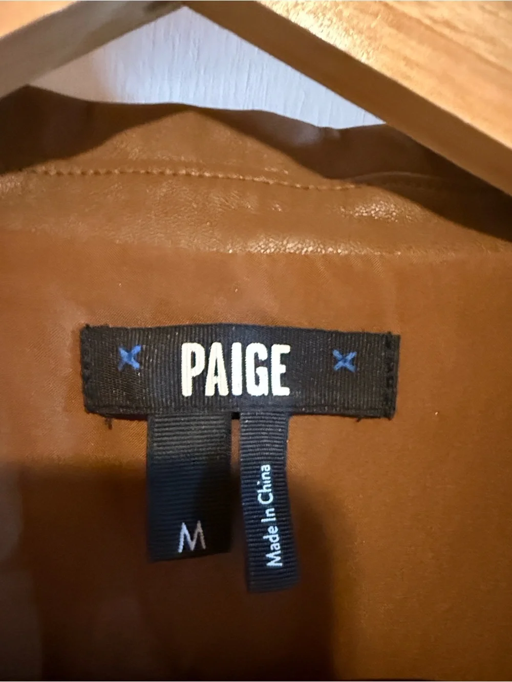 PAIGE Brown Faux Leather Shirt Dress with Belt - Picture 3 of 4